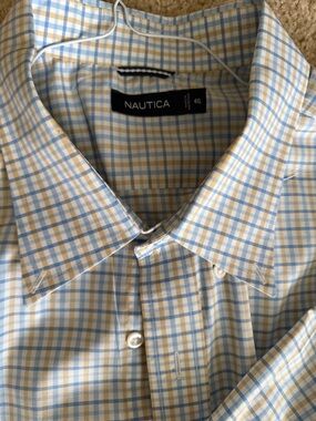 Nautica Light Blue and Yellow Checked Dress Shirt